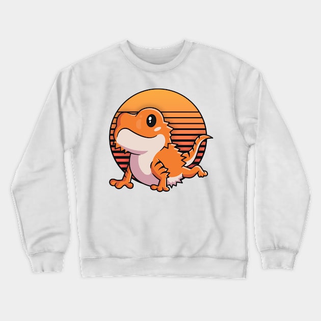 Retro Bearded Dragon Shirt For Girls Women Sunset Reptile Crewneck Sweatshirt by 14thFloorApparel